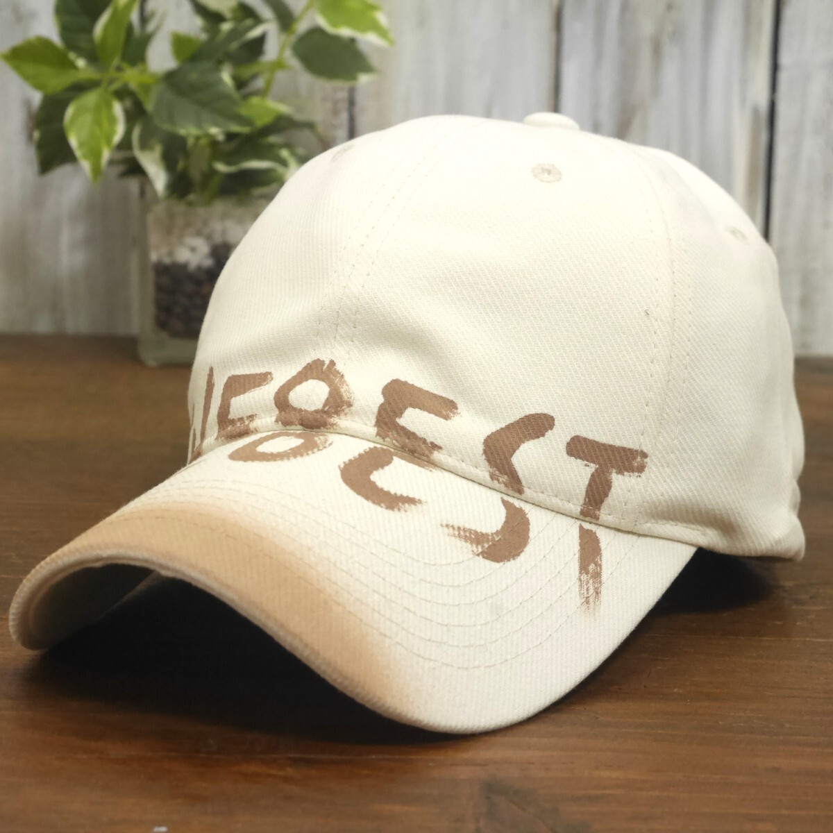 THEBEST ロゴ 書きなぐり ビンテージ ダメージ 色あせ キャップ ホワイト サイズ調整可能 送料\450 男女OK メンズ レディース拍卖