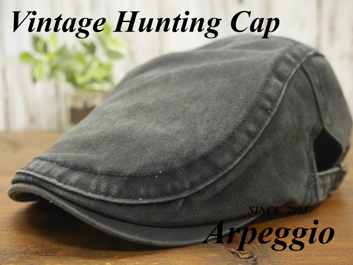 ダメージ ビンテージ 色あせ ハンチング ブラック シンプル サイズ調整可 送料\450 男女OK! 拍卖