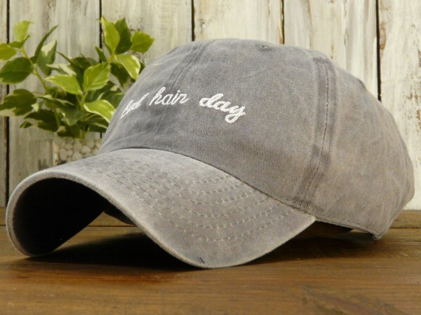 Bad hair day ワンポイントシンプル ローキャップ色あせ グレー送料\450 男女OK!メンズ レディース 拍卖
