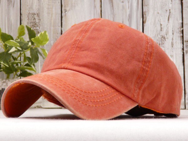 色あせ ダメージ ローキャップ シンプル マッドなオレンジ サイズ調整可能 送料\450 男女OK メンズ レディース拍卖