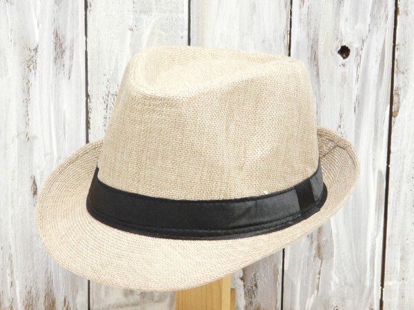 全国一律送料450円 フェドラハット シンプル リネン風 麻 アイボリー 男女OK 送料\450 子どもサイズあり!親子コーデ♪ 中折れ拍卖