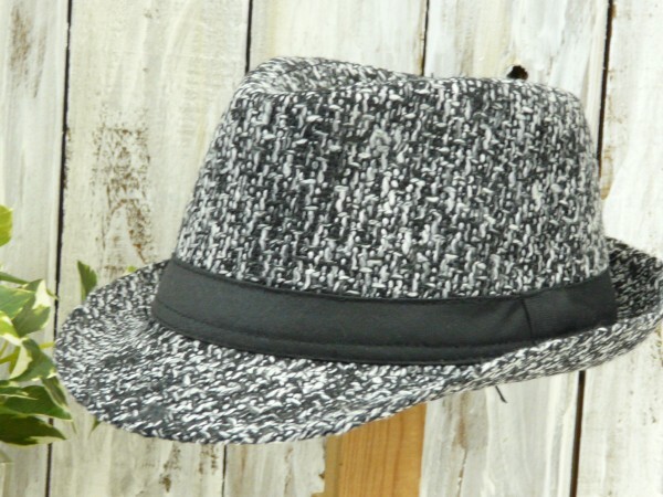 フェドラハット ニット ツイード グレー 中折れ 送料\450 男女OK 調整可能 メンズ レディース ボルサリーノ パナマ拍卖