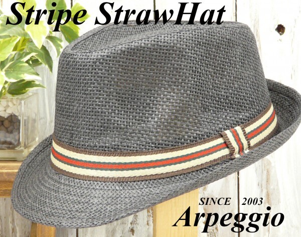 全国一律送料450円 フェドラハット ストライプ ベルト ブラック 男女OK メンズ レディース ハット パナマ ボルサリーノ 中折れ拍卖