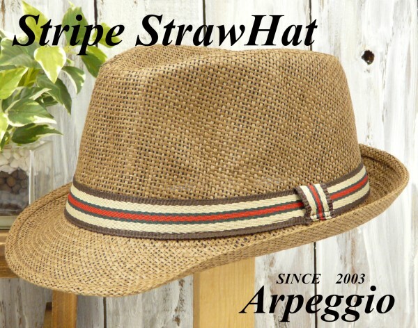 全国一律送料450円 フェドラハット ストライプ ベルト ブラウン 男女OK メンズ レディース ハット パナマ ボルサリーノ 中折れ拍卖