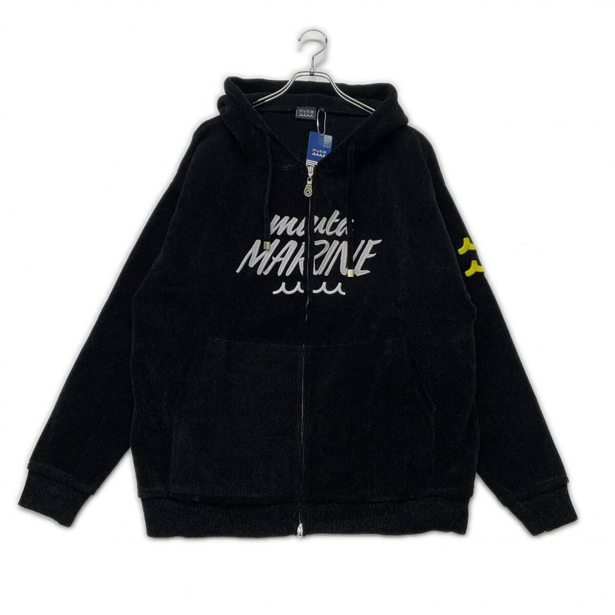 coco 未使用品 ムータマリン muta MARINE メンズ パーカー 8(2XL) 黒 ブラック 大きい モールスムースニット ロゴ刺しゅう 103959拍卖