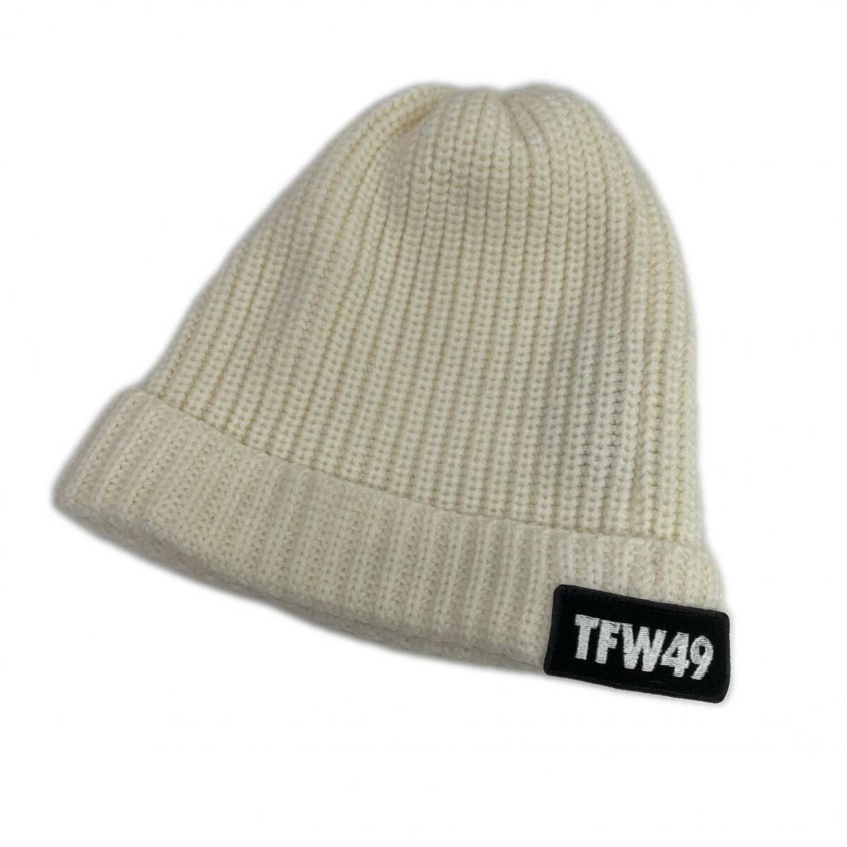 coco 中古 ティーエフダブリュー フォーティーナイン TFW49 ニット帽 白 ホワイト ワッチ ビーニー シンプル ネコポス発送可 K9270拍卖