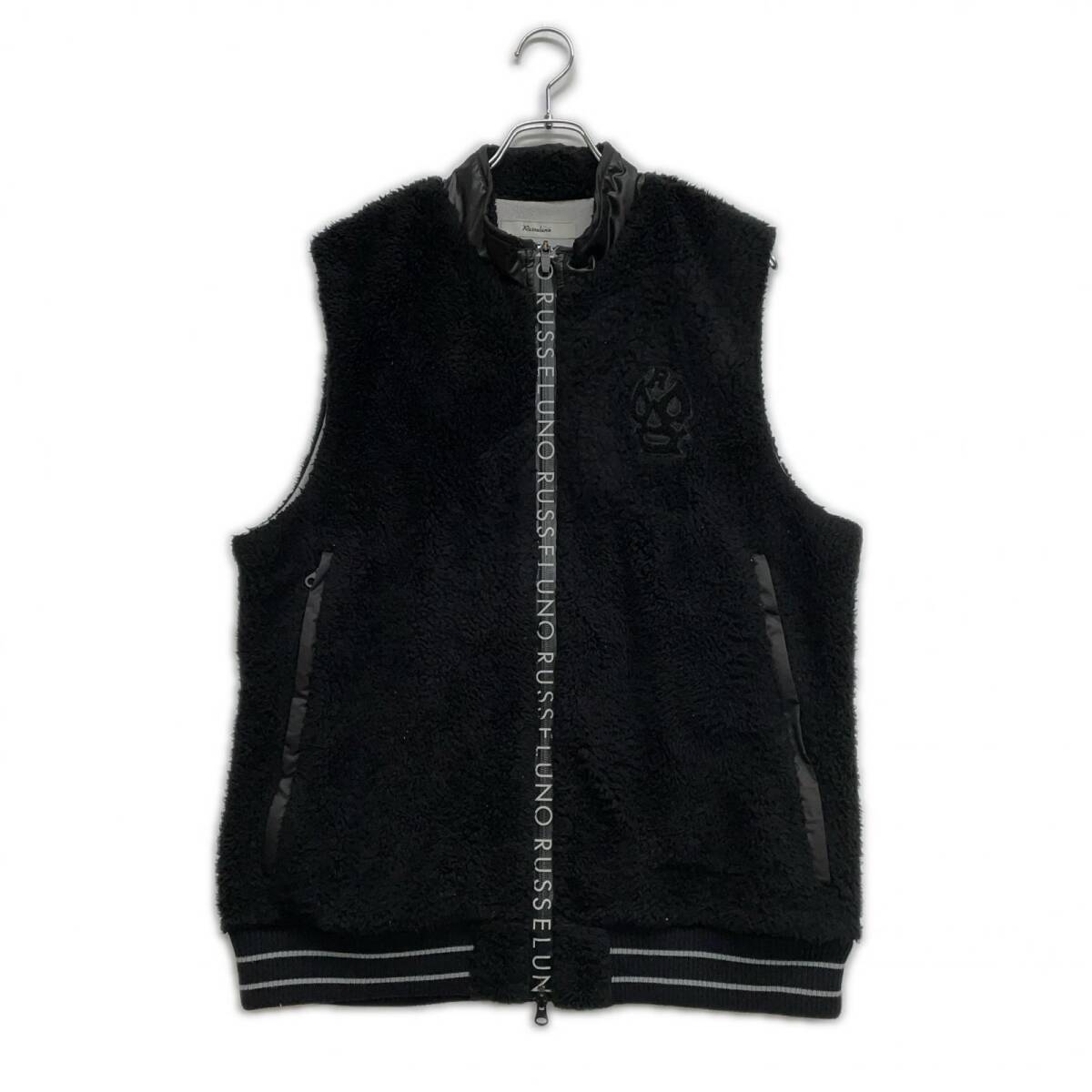 coco 中古 ラッセルノ RUSSELUNO メンズ ベスト 6(LL) 黒系 ブラック ボア ルチャ 裏地付き ダブルジップ 108558拍卖