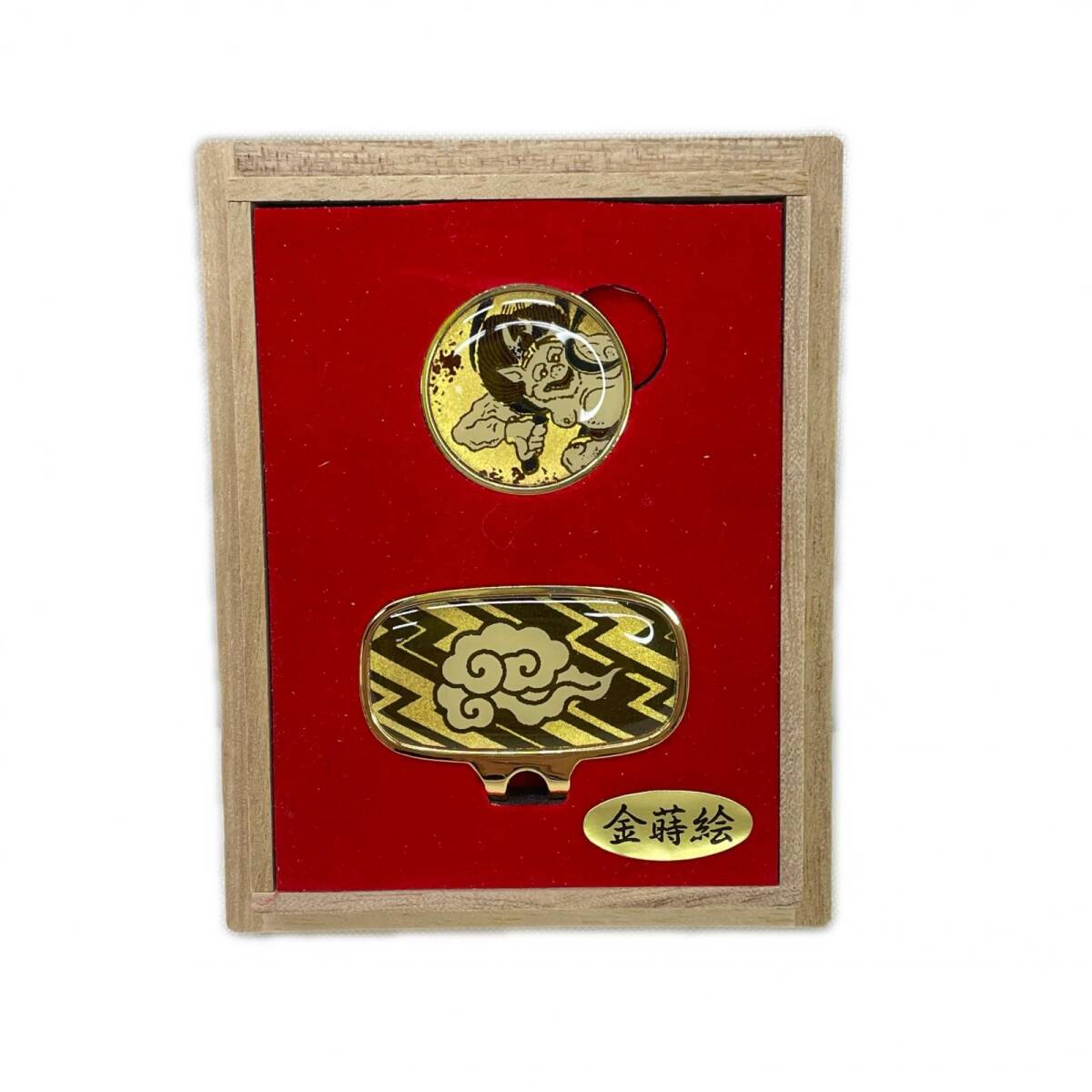 coco 中古 マーカー 金 雷神 クリップマーカー 蒔絵 和風 木箱入り ゴルフ ギフト ネコポス発送可 K023433拍卖