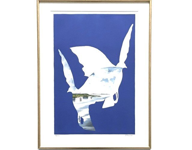 ソワンドノエル【鳩】リトグラフ 窓寸約42.5 × 約63.0 cm 額寸 約56.0 × 約74.5 cm サイン・エディションあり拍卖