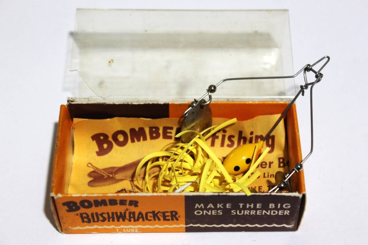 ■s4643 BOMBER BUSHWHACKER ボーマー ブッシュワッカー ツインブレード オールド 希少 ボックス入り イエロードット■未使用拍卖