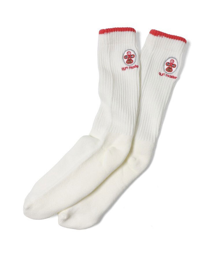<25-27cm><ホワイト(01)>gym master ジムマスター 覆面レスラー刺繍ルーズソックス G666753 靴下拍卖