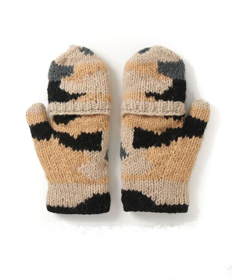 <ブラック(05)>gym master ジムマスター 手編みミトングローブ G699737 手袋 指切り ミトン 防寒 レトロ ギフト プレゼント拍卖