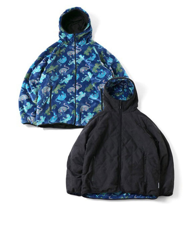 <XLサイズ><ブラック×トラ(05)>gym master ジムマスター キルト×ハッピーペイントボア RV フードジャケット G621751拍卖