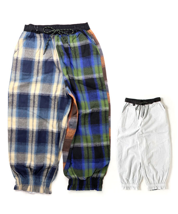 <クレイジー×グレー(90)>gym master ジムマスター「暖」リバーシブルチェックスズランパンツ G618721 フランネル ゆったり拍卖