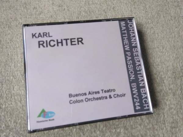 即♪FKM:カール・リヒターのバッハ:マタイ受難曲(1963/11/14)ブエノスアイレス・ライヴ♪3CD-R拍卖