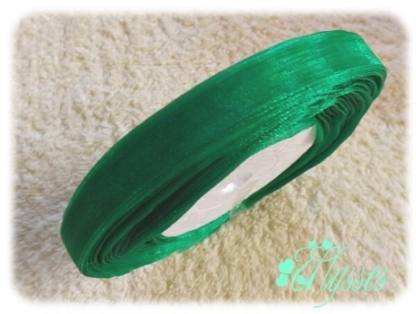 ★アクセ★566★10mm幅40mオーガンジリボングリーン★1巻★説明文・自己紹介は必ずお読みください拍卖