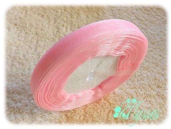 ★アクセ★575★10mm幅40mオーガンジリボンピンク★1巻★説明文・自己紹介は必ずお読みください拍卖