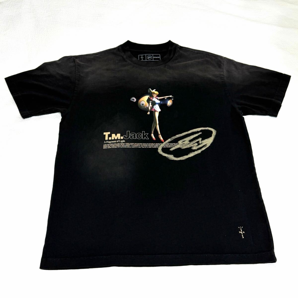 【新品未使用】トラビススコット フラグメント 村上隆 ポップアップ限定 Tシャツ Lザイズ ブラック 半袖T トリプルコラボ 拍卖