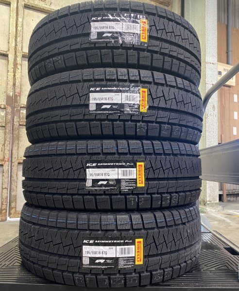 【法人宛限定送料無料】PQ87-28 PIRELLI 195/55R16 87Q ICE ASIMMETRICO PLUS 4本セット 2022年製拍卖