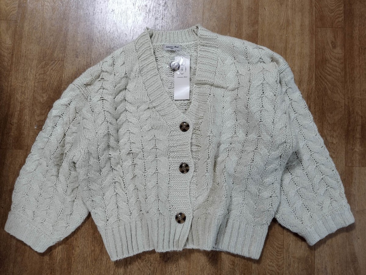 1958 ★★ Samansa mos2 ケーブルニットカーディガン 新品 定価6490円拍卖