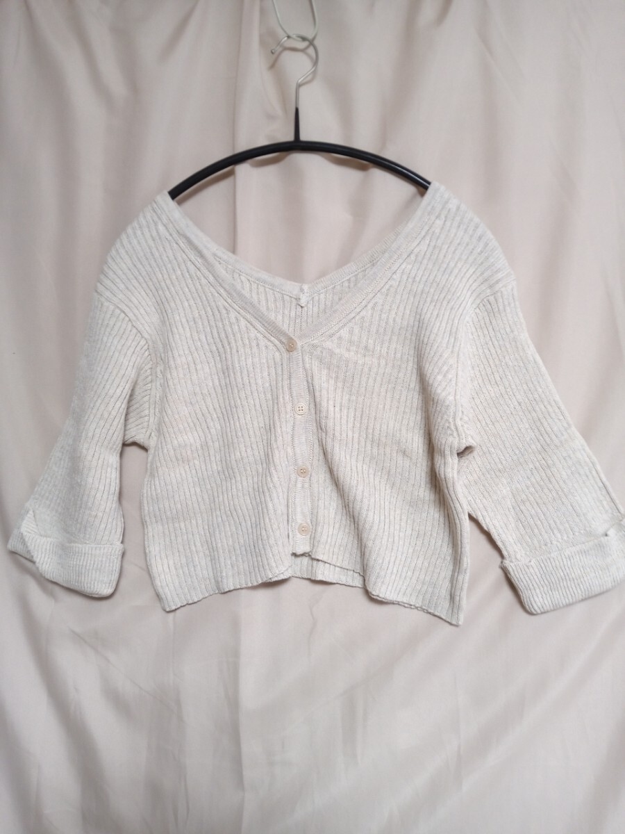 13128 ★★ Chico Vネックリブニットカーディガン サイズF拍卖
