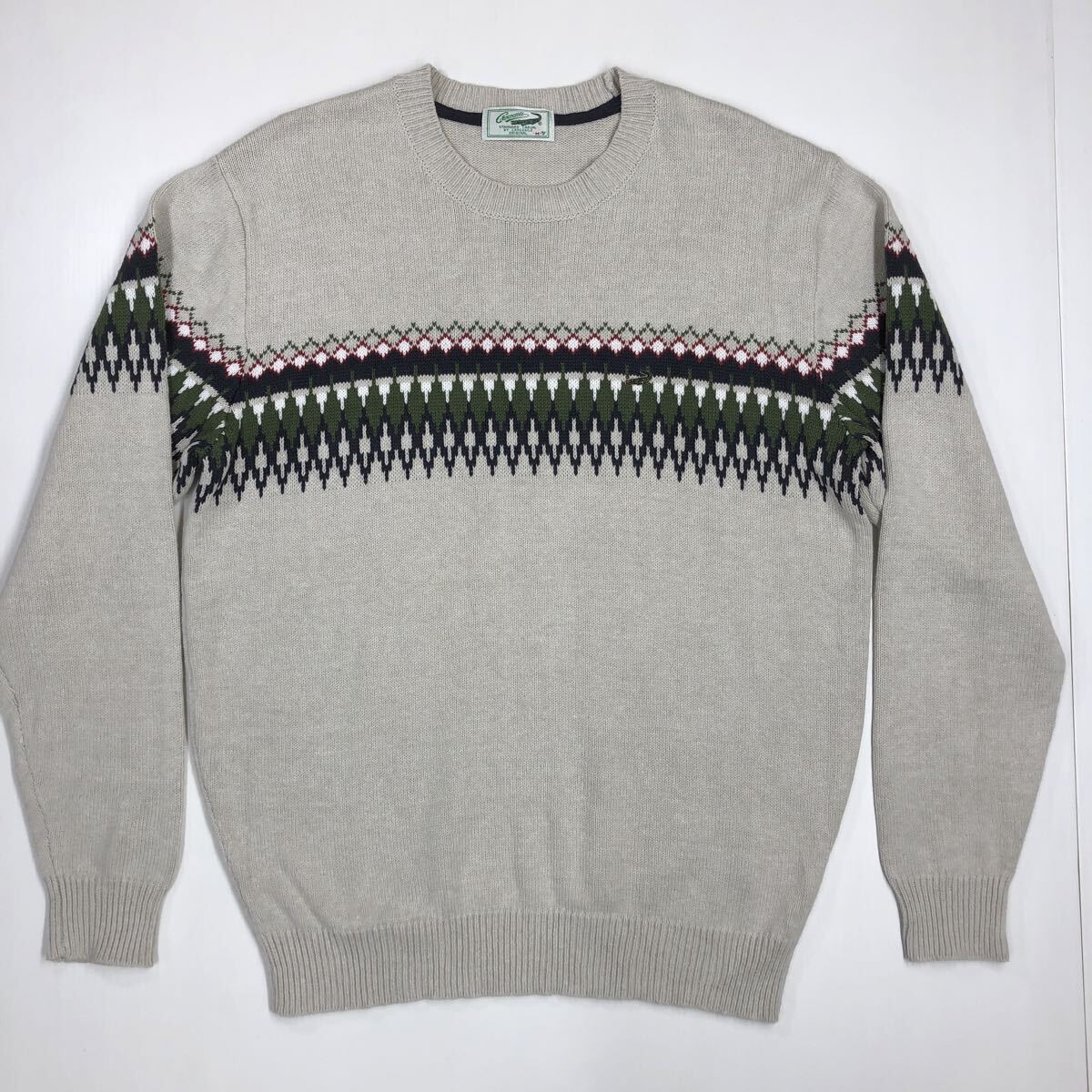 crocodile クロコダイル ニットセーター 丸首 グレー ノルディック調 メンズ Mサイズ 511-16拍卖