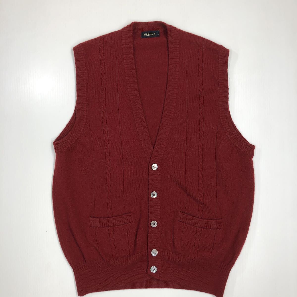 カシミヤ100% PIEPRA ニットベスト 日本製 メンズ Lサイズ 511-32拍卖