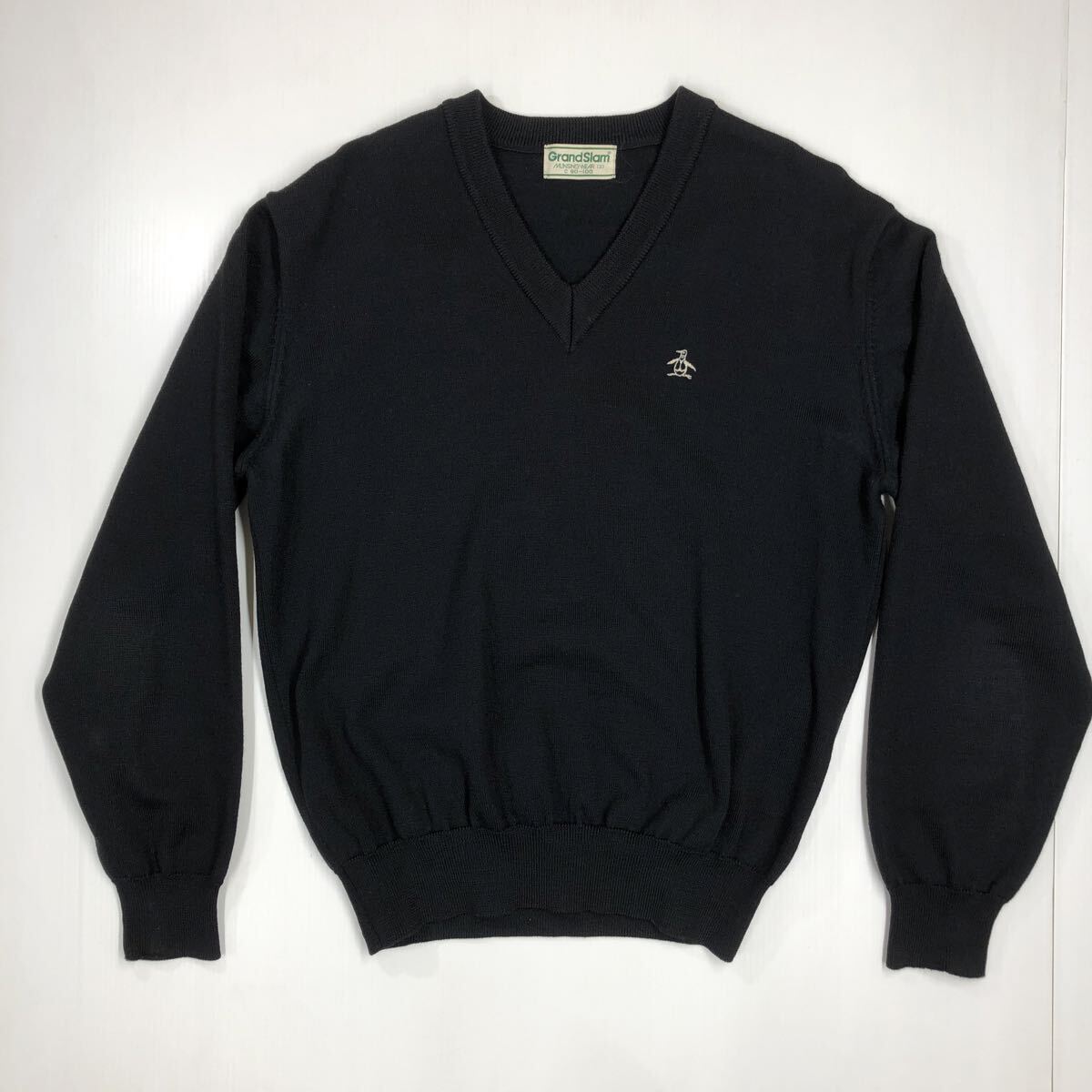 glandslam munsingwear マンシングウェア ニットセーター Vネック ペンギン 黒 サイズ2 ゴルフ 511-33拍卖
