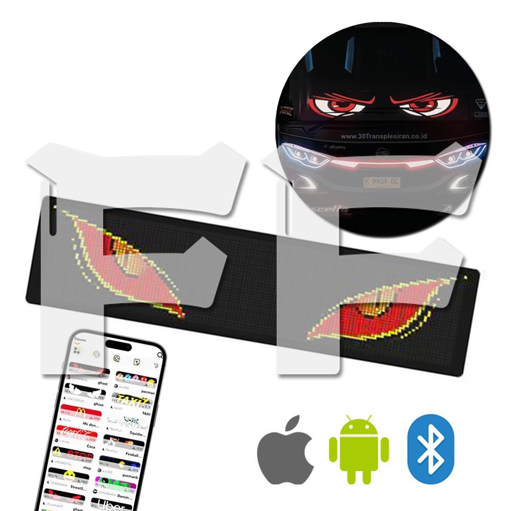 プログラミング可能な柔軟な車載/室内LEDスクリーン 悪魔の眼 LEDサイン アプリコントロール トラック バス 710mm*215mm 1枚 多用途!!拍卖