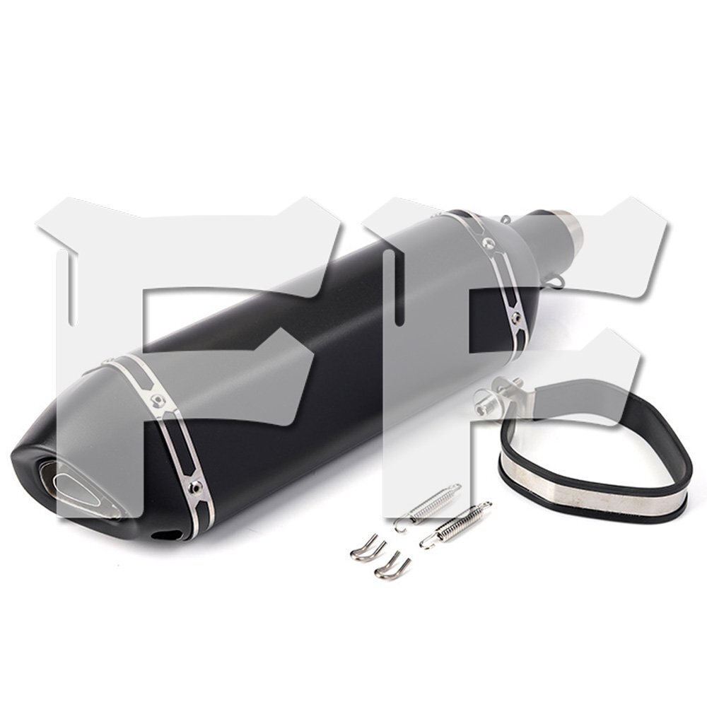 オートバイ エキゾーストパイプー バイク マフラー 排気管 Φ38mm~50.8mm 全長470mm ステンレス ドレスアップ ブラック 汎用拍卖