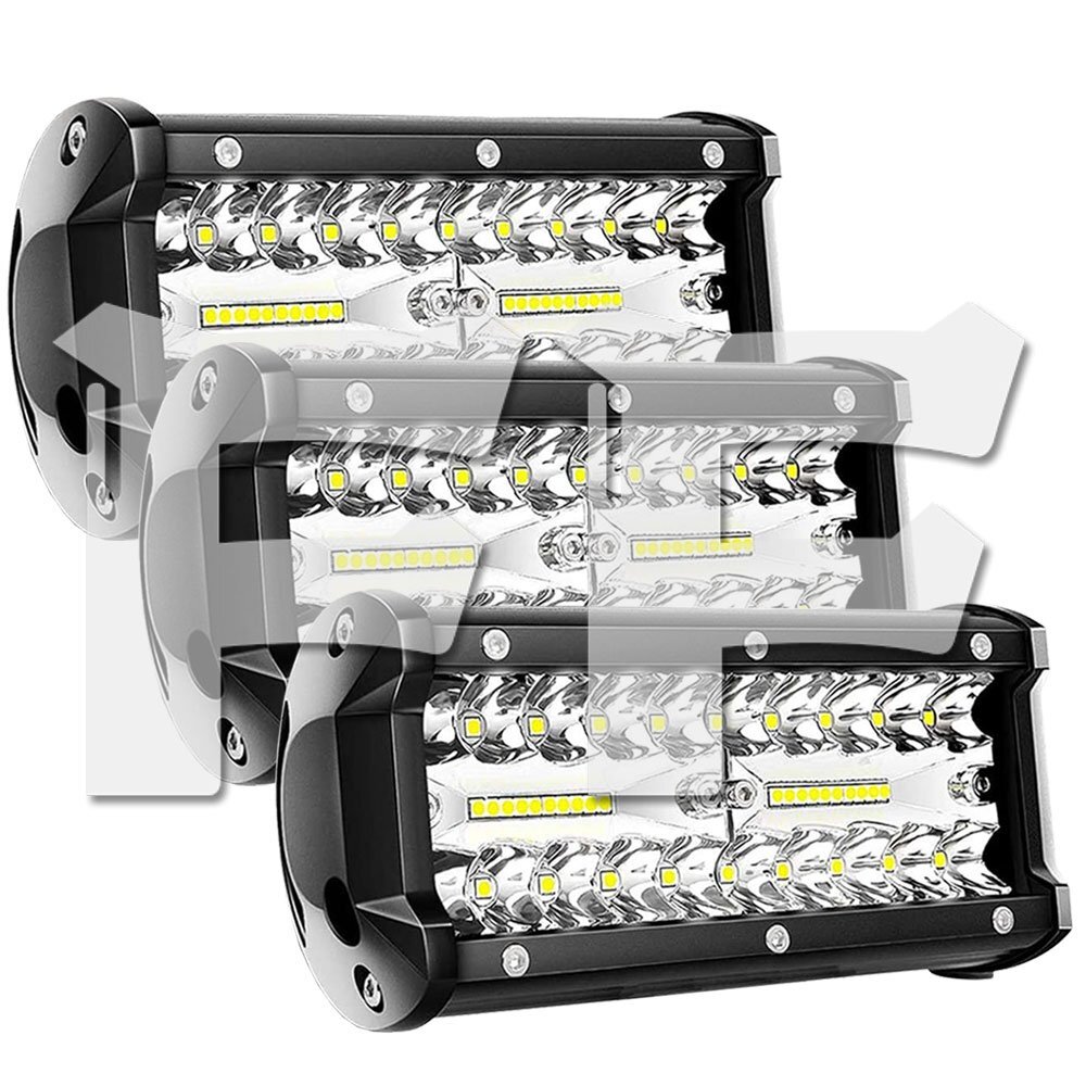 7インチ LED ワークライト 作業灯 120W 6500K ホワイト 照明 トラック SUV ボート 建設機械 12V/24V兼用 SM120W 3個 新品拍卖
