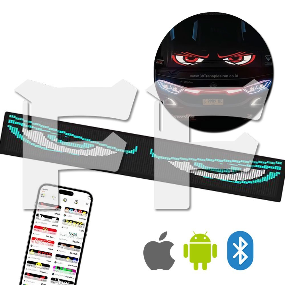 送料無料.. プログラミング可能な柔軟な車載/室内LEDスクリーン 悪魔の眼 LEDサイン アプリコントロール トラック バス 1346mm*215mm 1枚拍卖