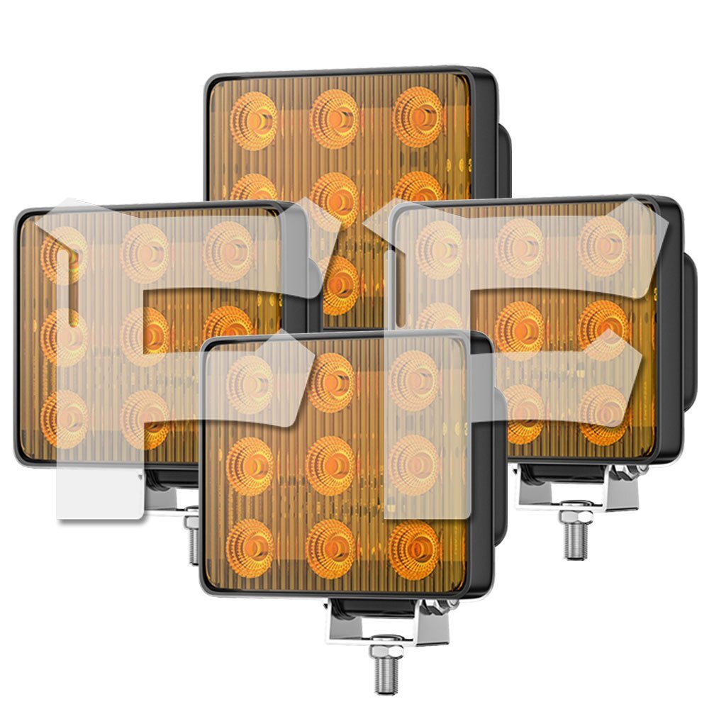 18W ストロボ フラッシュ 警告灯 緊急ライト 警告ビーコン イエロー 12V/24V LED 作業灯 トラック ボート 建設機械 T-B-F9 4個拍卖