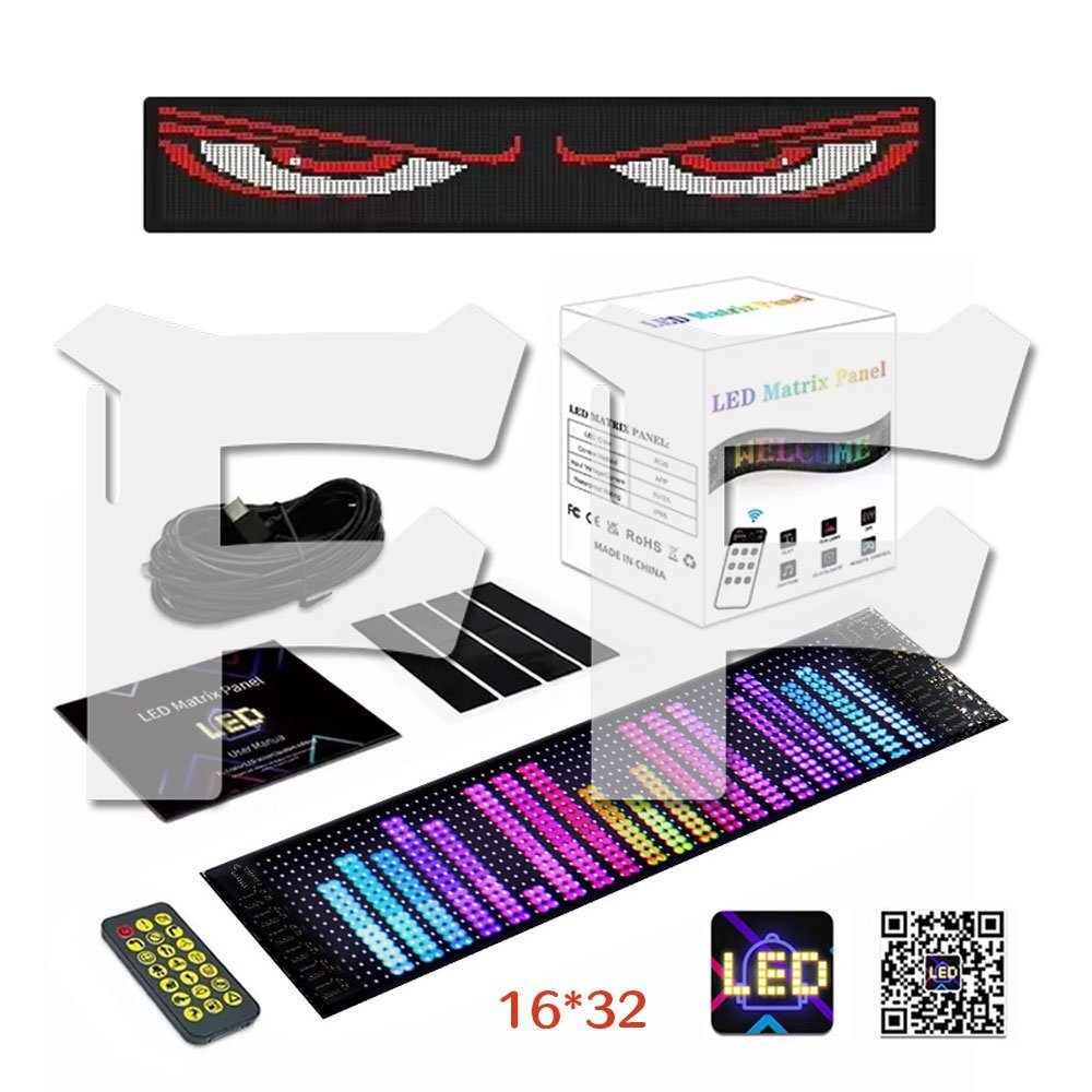 送料無料.. プログラミング可能な柔軟な車載/室内LEDスクリーン サイドウィンドウ 悪魔の眼 LEDサイン アプリ設置 自動車 173mm*70mm 1枚拍卖