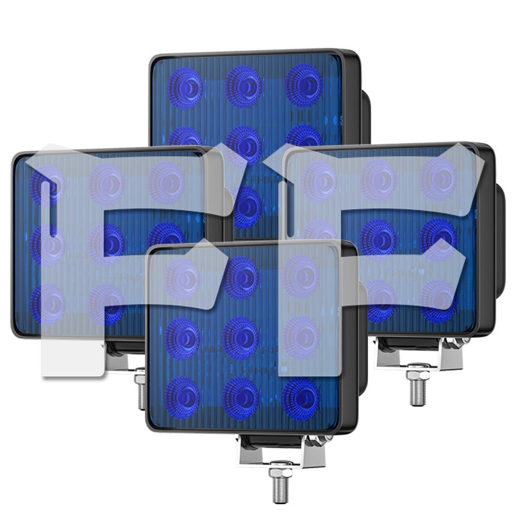 18W ストロボ フラッシュ 警告灯 緊急ライト 警告ビーコン ブルー 12V/24V LED 作業灯 トラック ボート 建設機械 T-B-F9 4個拍卖