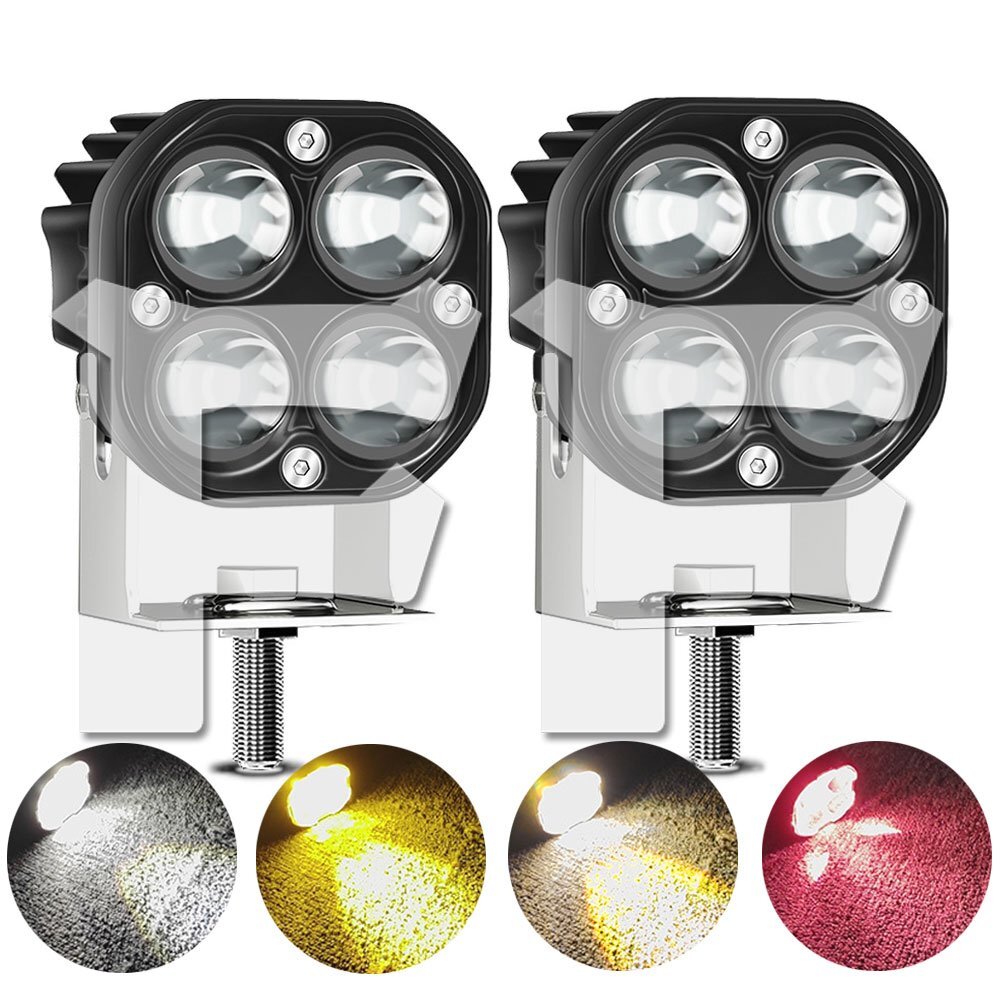 送料無料.. 作業灯 LED ワークライト 3インチ 40W ホワイト/イエロー/白黄/ブルー ストロボ プロジェクターレンズ ジープ オートバイ 汎用拍卖