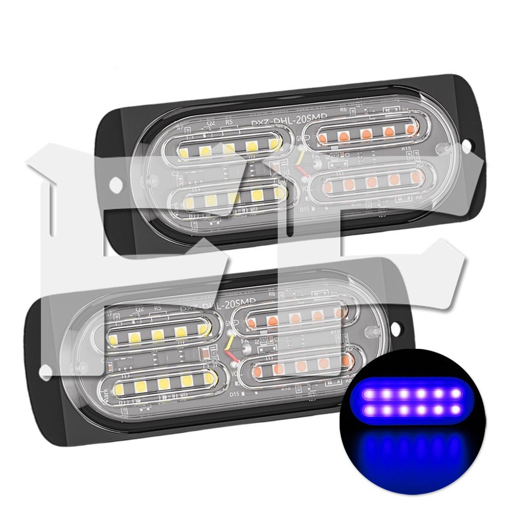 多モード 薄型 ブルー LEDライト ハザード ストロボ フラッシュ パトロール ライトバー 大型車 建設機械 ボート SUV 交通整理 工事現場 2個拍卖