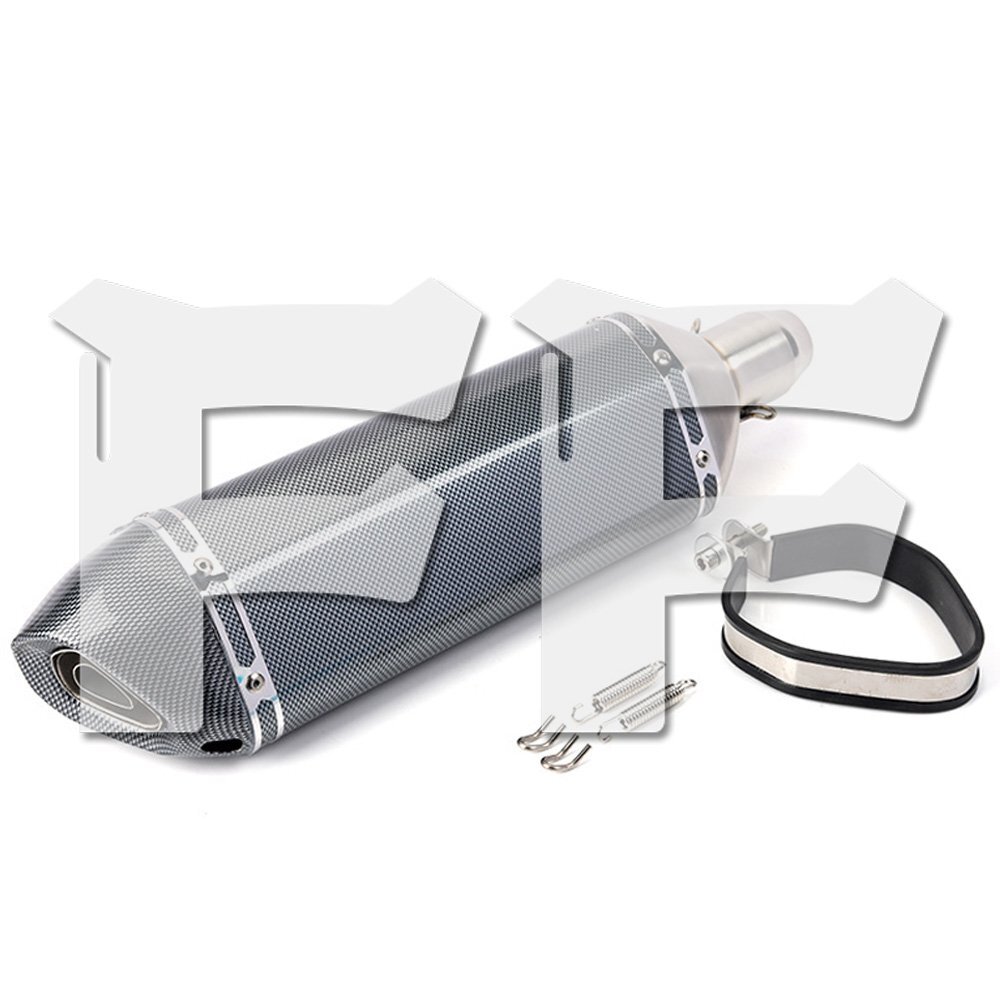 オートバイ エキゾーストパイプー バイク マフラー 排気管 Φ38mm~50.8mm 全長470mm ステンレス ドレスアップ カーボン調 汎用拍卖