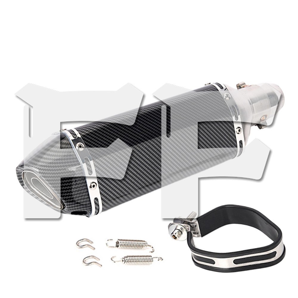 オートバイ スリップオンマフラー バイクマフラー GP バイクサイレンサー Φ38mm~50.8mm 全長370mm ステンレス 排気パイプ カーボン調 汎用拍卖