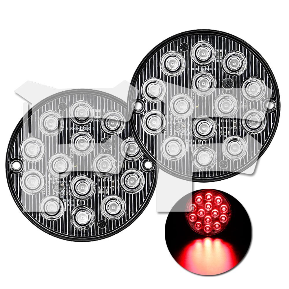 超薄型 丸型 2モード LED ライト ハザード ストロボ フラッシュ パトロール 12V/24V レッド 建設機械 工事現場 2個 汎用拍卖