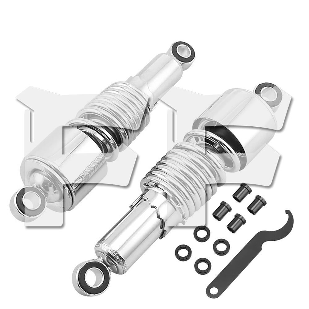 267ミリ リア ショック アブソーバー サスペンションキット ハーレー ヤマハ スズキ カワサキ..など クローム シルバー オートバイ 汎用拍卖