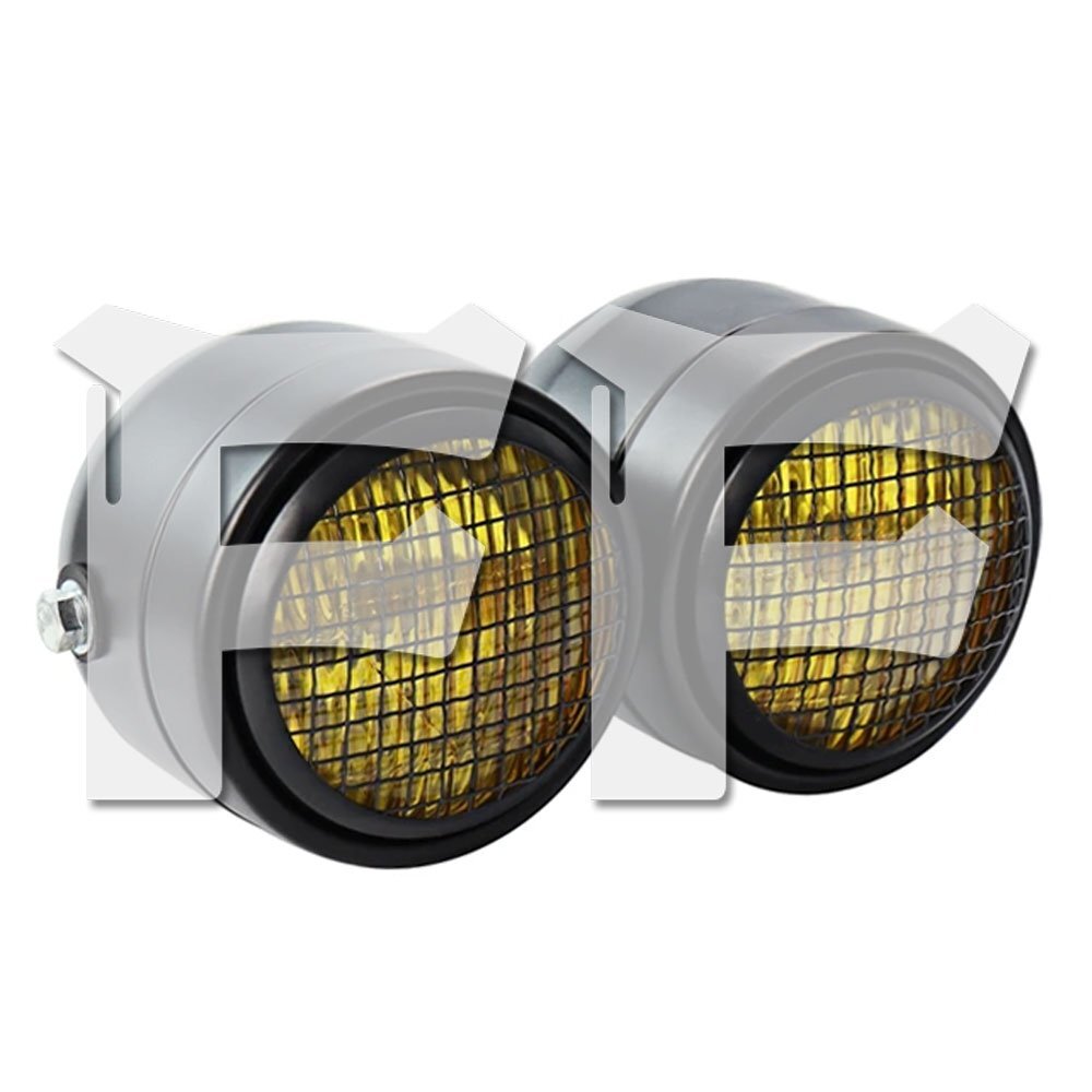 送料無料.. デュアル ダブル ヘッドライト H4 ハロゲン イエロー ハーレー ホンダ ヤマハ スズキ ボバー カフェレーサー ブラック 汎用拍卖