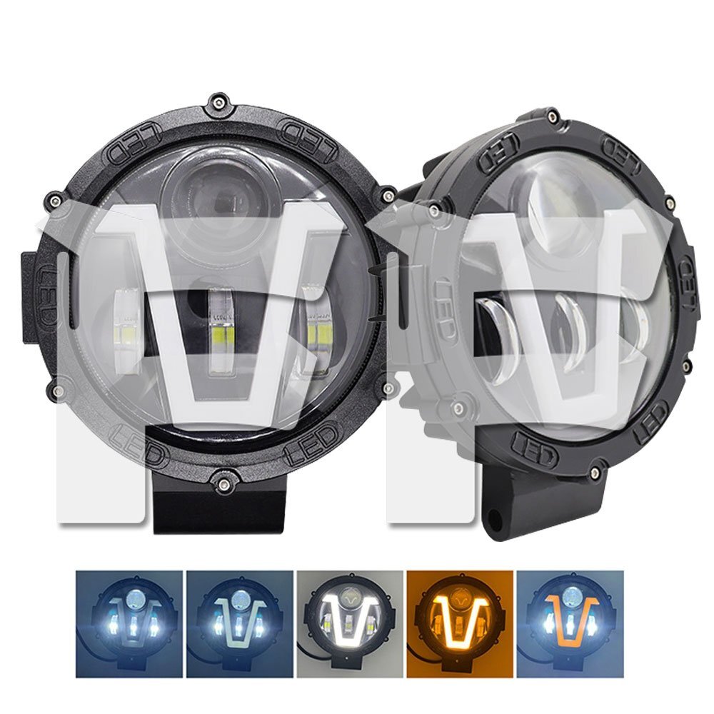 7インチ LED ワークライト 作業灯 40W ホワイト イエロー ボート トラック UTV ATV 建築機械 道路照明 工事現場 汎用 2個拍卖