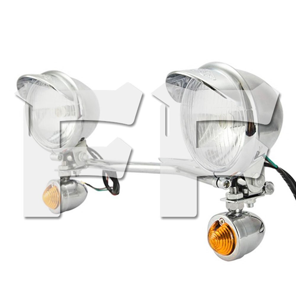 レトロ 4.5インチ フォグランプ ウインカー バー アンバー ハーレー ホンダ ヤマハ スズキ 車検対応 クローム オートバイ 汎用拍卖