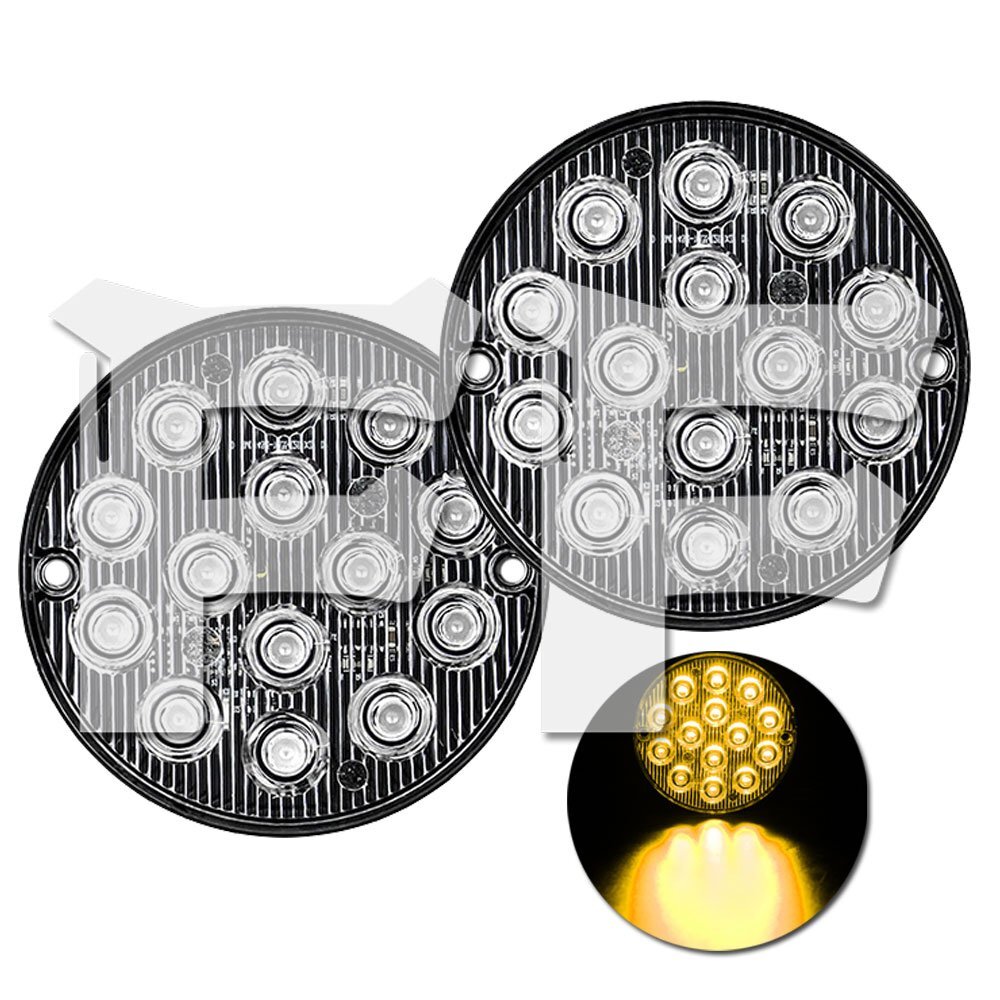 超薄型 丸型 2モード LED ライト ハザード ストロボ フラッシュ パトロール 12V/24V イエロー 建設機械 工事現場 2個 汎用拍卖