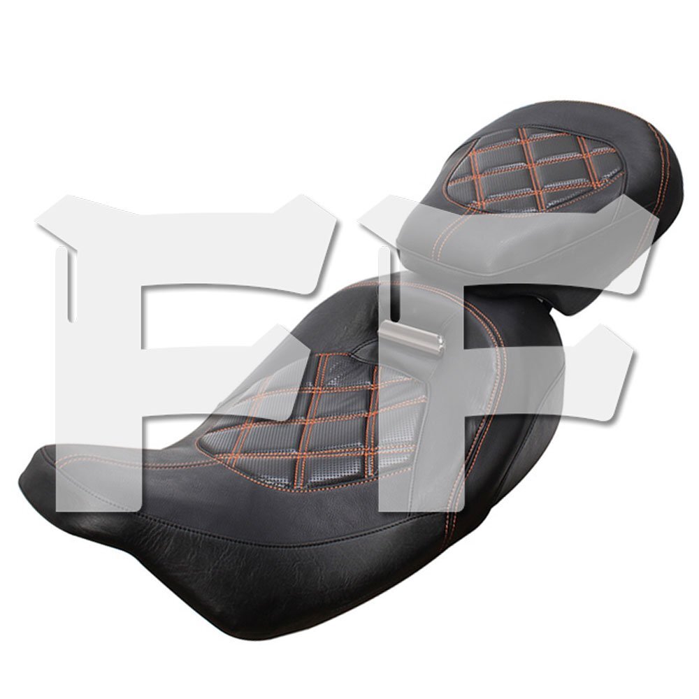 ハーレー ツーリング ロード キング CVO リミテッド ストリート.. 09-23 フロント リア シート オレンジ Touring-Seat-09 新品拍卖