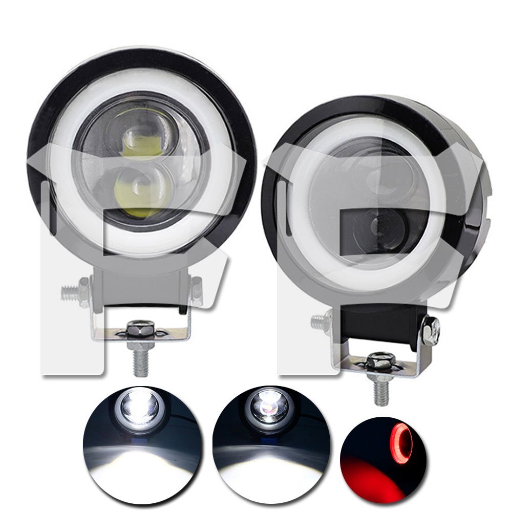 3インチ 20W LED ワークライト 作業灯 ホワイト イカリング レッド オートバイ トラック ジープ SUV UTV ボート 汎用 2個拍卖