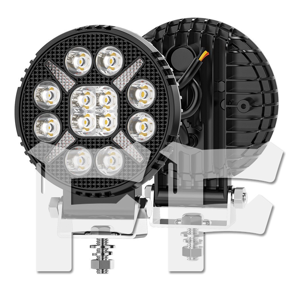 4インチ 作業灯 LEDワークライト 33W 4モード ホワイト/イエロー/白黄/ストロボ 丸型 3300LM ジープ ジムニー オフロード SUV トラック 2個拍卖