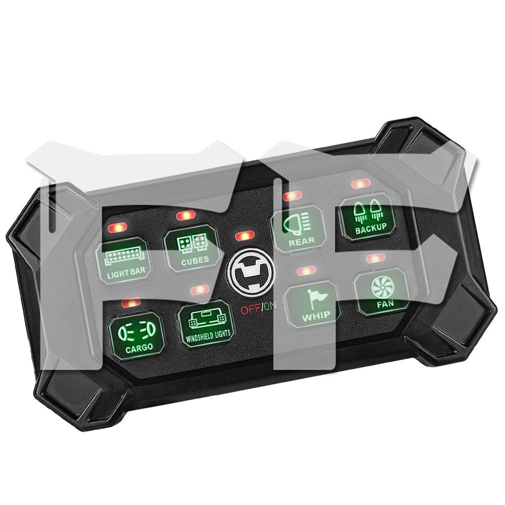 8ギャングスイッチパネル 12V/24V タッチスイッチ ポッド オン/オフ コントロール LED 作業灯 電気装置 トラック ジープ SUV ATV 汎用拍卖