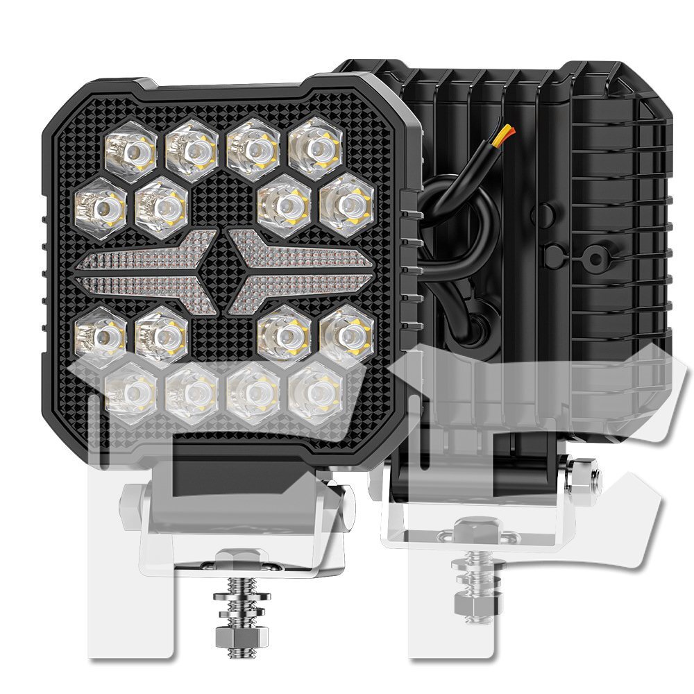 4インチ 作業灯 LED ワークライト 33W 4モード ホワイト/イエロー/白黄/ストロボ DRL 3300LM 汎用 2個 多用途 投光器 大型車 建設機械拍卖